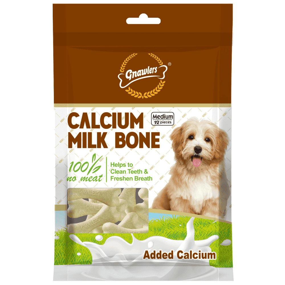 Gnawlers Calcium Milk Bones Medium 4pcs Brown