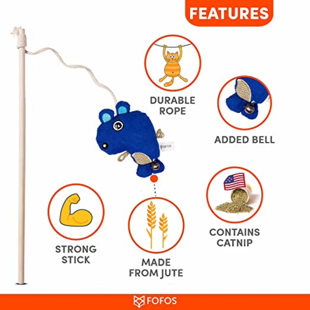 Fofos Cat wand Toy Beaver