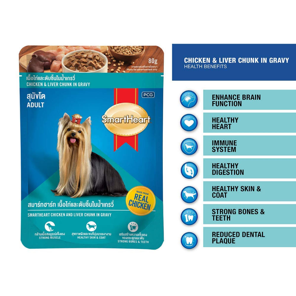 Smart Heart Adult Pouch Chicken & Liver 80gms